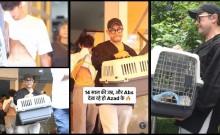 Aamir Khan carries pet cat in basket, ex-wife Kiran Rao accompanies; son Azad cries outside pet clinic