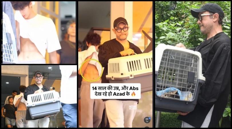 Aamir Khan carries pet cat in basket, ex-wife Kiran Rao accompanies; son Azad cries outside pet clinic