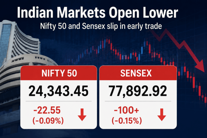 Sensex, Nifty Open Lower as US-Iran War Uncertainty Keeps Crude Prices Elevated; Nifty Falls 22 Points, Sensex Drops Over 100 Points Sensex, Nifty Open Lower as US-Iran War Uncertainty Keeps Crude Prices Elevated; Nifty Falls 22 Points, Sensex Drops Over 100 Points