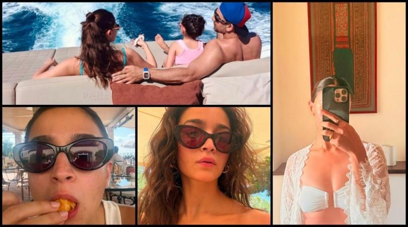 Ranbir Kapoor poses shirtless, holds Alia Bhatt and Raha close as trio enjoy serene family getaway [Pics]
