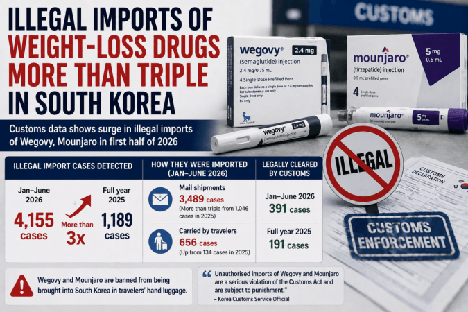 Illegal imports of weight-loss medicines like Wegovy, Mounjaro more than triple in South Korea Illegal imports of Wegovy, Mounjaro more than triple in South Korea