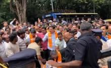 K'taka BJP leaders lay siege to Vidhana Soudha, demand Nagendra's resignation; many detained