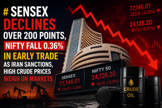 Sensex Declines Over 200 Points, Nifty Fall 0.36% In Early Trade As Iran Sanctions, High Crude Prices Weigh On Markets Sensex Declines Over 200 Points, Nifty Fall 0.36% In Early Trade As Iran Sanctions, High Crude Prices Weigh On Markets