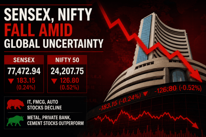 Sensex, Nifty fall amid global uncertainty Sensex, Nifty fall amid global uncertainty