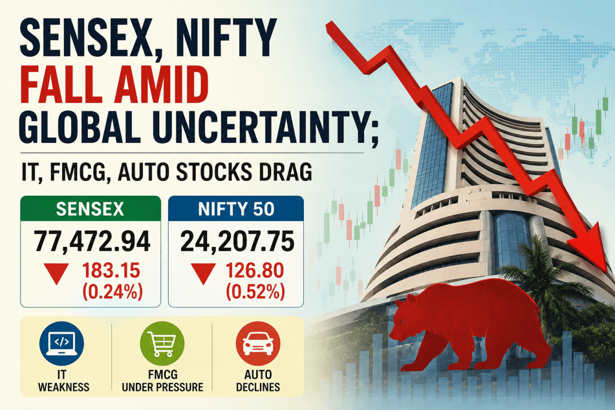 Sensex, Nifty fall amid global uncertainty