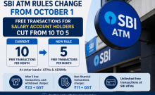 SBI ATM rules change from October 1: Free transactions for salary account holders cut from 10 to 5