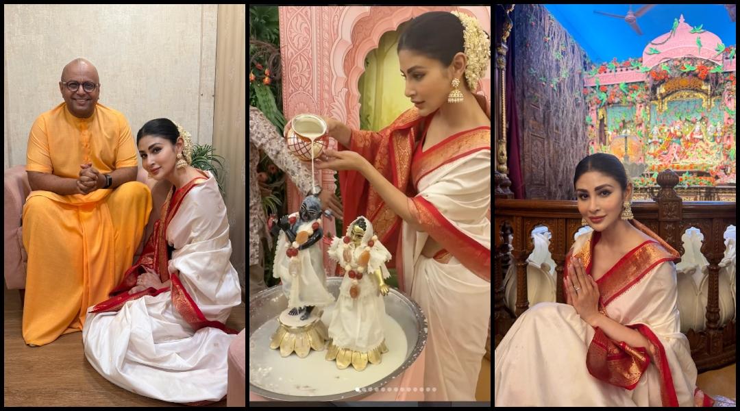 Janmashtami 2026: Mouni Roy performs sacred abhishek to Lord Krishna, meets Gaur Gopal Das