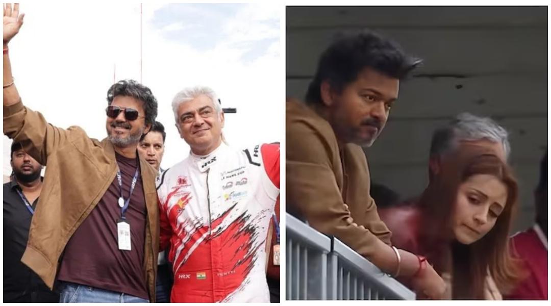 Vijay, Ajith Kumar's Warm Hug at Silverstone Goes Viral; Trisha Krishnan Also Spotted at Race