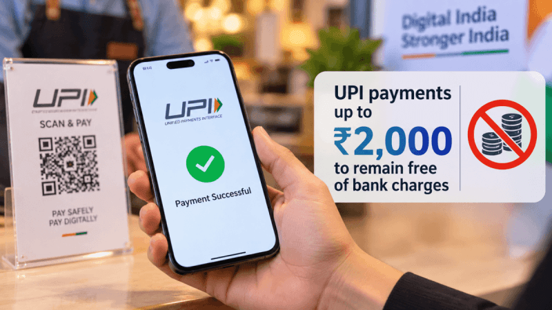 UPI Payments Up to Rs 2,000 to Remain Free of Bank Charges: Government UPI Payments Up to Rs 2,000 to Remain Free of Bank Charges: Government