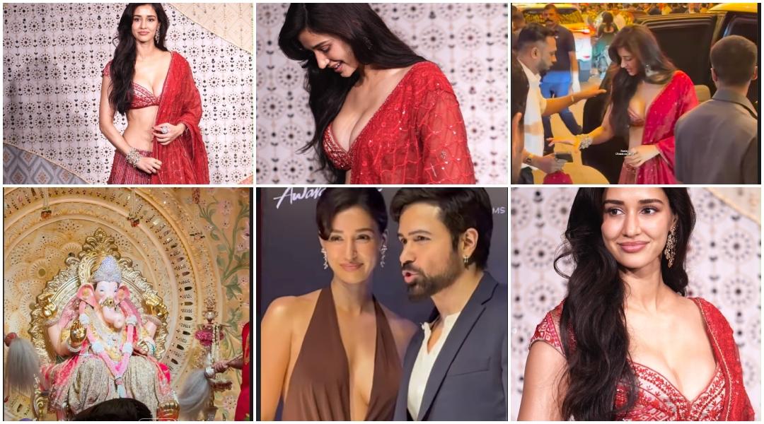 'Cheap, vulgar': Disha Patani wears deep-neck bralette blouse at Ganpati puja; trolled