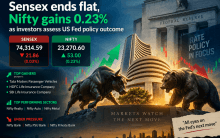 Sensex ends flat, Nifty gains 0.23 pc as investors assess Fed Policy outcome