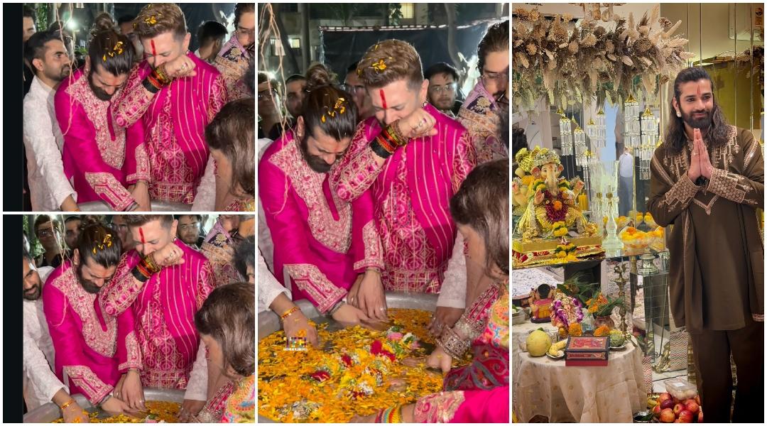 Vishal Singh and Union Minister Chirag Paswan twin in pink, cry inconsolably during Ganpati visarjan in Mumbai