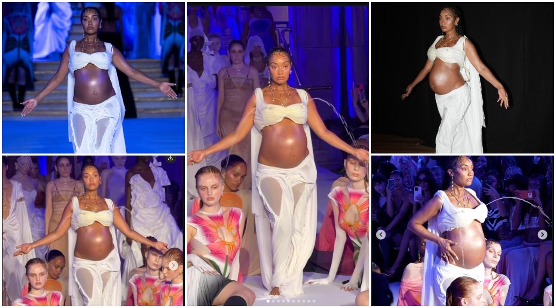 London Fashion Week: Pregnant Leigh-Anne Pinnock flaunts baby bump in lactating bralette