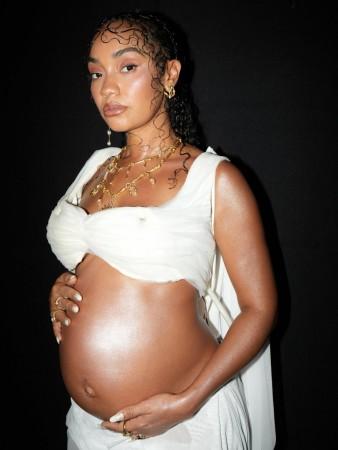 London Fashion Week: Pregnant Leigh-Anne Pinnock flaunts baby bump in lactating bralette