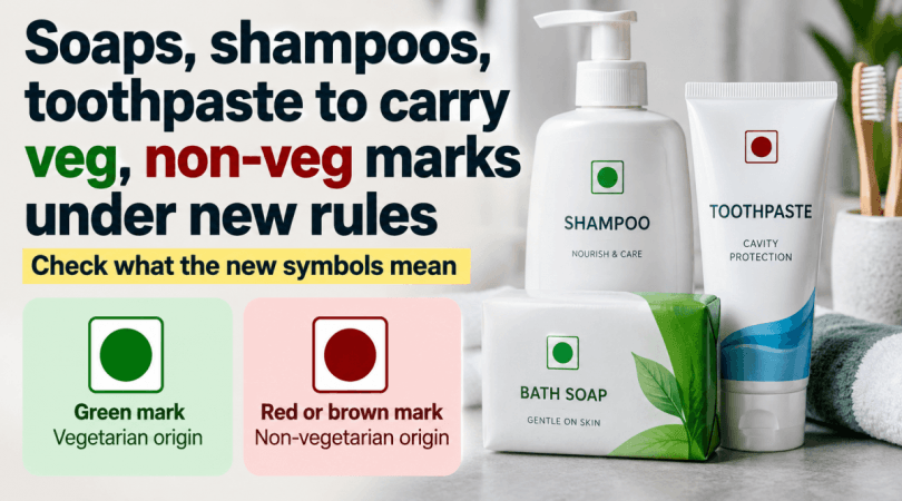 Soaps, shampoos, toothpaste to carry veg, non-veg marks under new packaging rules
