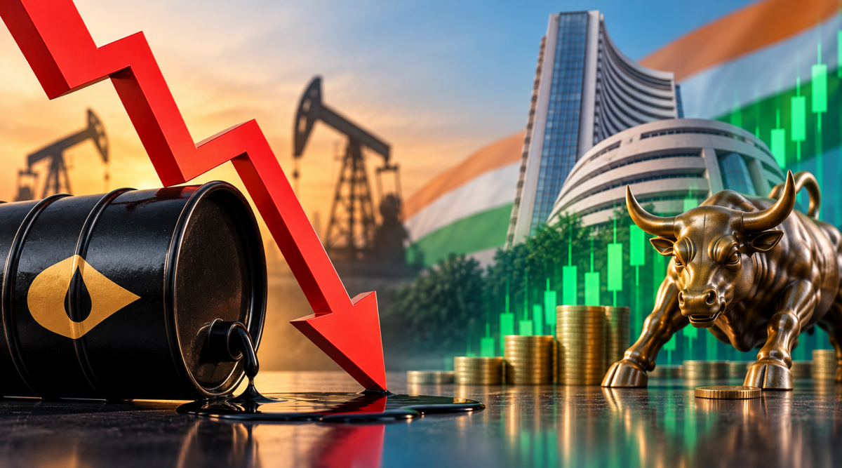 Crude oil falls below $100: Sensex, Nifty end higher as easing oil prices support Indian equities