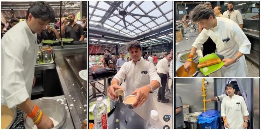 Jyotiraditya Scindia turns chef, tries his hand at dosa-making in Bengaluru: 'Couldn't resist' Jyotiraditya Scindia turns chef, tries his hand at dosa-making in Bengaluru: 'Couldn't resist'