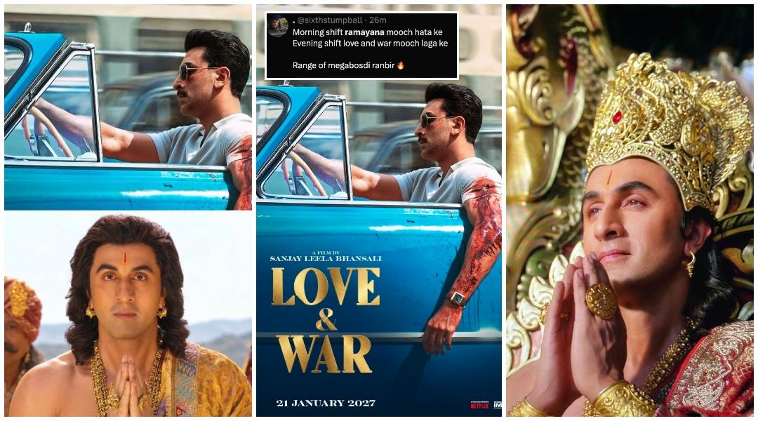 Ranbir Kapoor channels Animal's look, drives vintage car with bloodied arm; fans say 'morning shoot Ramayana, evening shoot Love & War'
