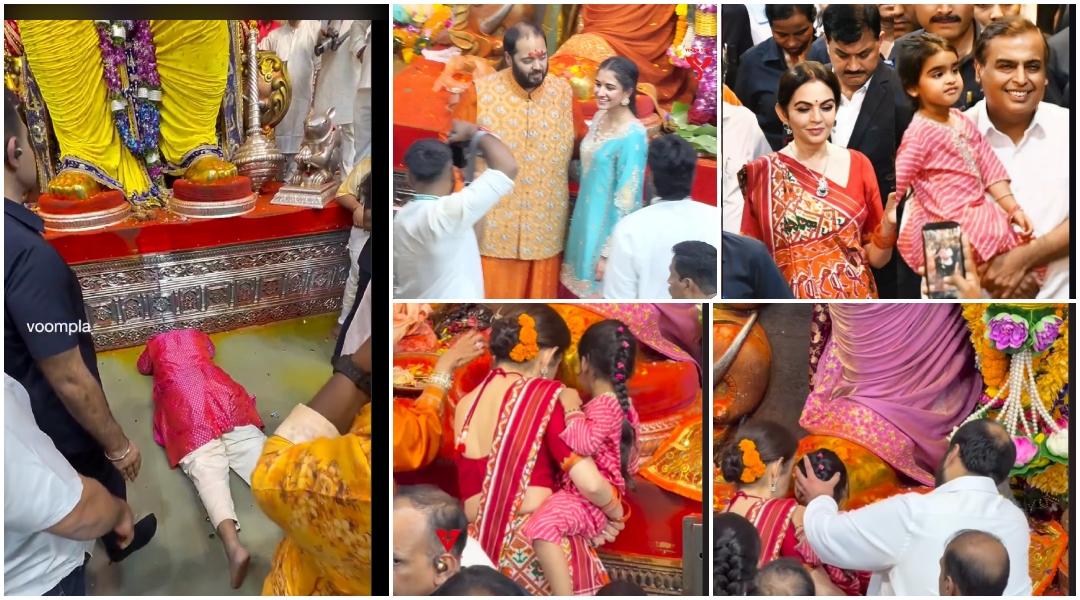 Lalbaugcha Raja visarjan: Anant Ambani performs Sashtang Namaskar, Mukesh Ambani carries granddaughter in arms, Nita Ambani applies tilak to granddaughter