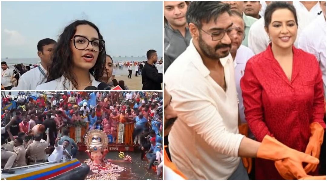 Juhu beach clean-up: Ajay Devgn joins Amruta Fadnavis, daughter Divija after Ganesh Visarjan