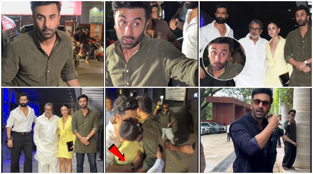 Bahot Bol Raha Hai Tu': Angry Ranbir Kapoor Tells Paps as He Shields Alia Bhatt, Kisses Vicky Kaushal; Fans Say He Has More Chemistry With Vicky Than Alia