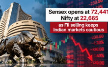 Sensex opens at 72,441, Nifty at 22,665 as FII selling keeps Indian markets cautious