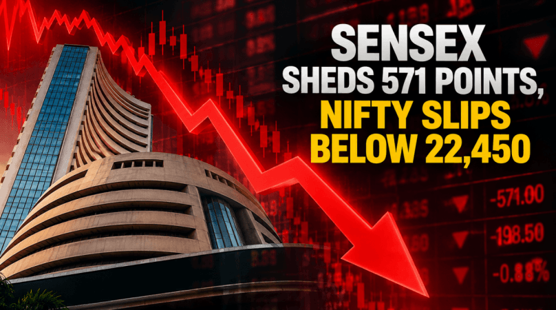 Sensex sheds 571 points, Nifty slips below 22,450 Sensex sheds 571 points, Nifty slips below 22,450
