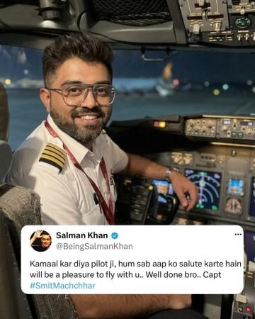 'Well Done Bro, Hum Salute Karte Hain': Salman Khan Lauds Flydubai Pilot Smit Machchhar For His Braveheart Act 'Well Done Bro, Hum Salute Karte Hain': Salman Khan Lauds Flydubai Pilot Smit Machchhar For His Braveheart Act