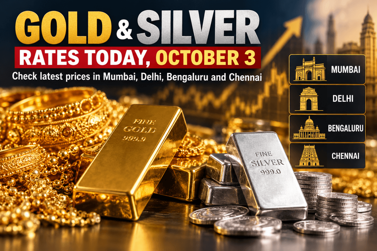 Gold, silver rate today, October 3: Check latest prices in Mumbai, Delhi, Bengaluru and Chennai