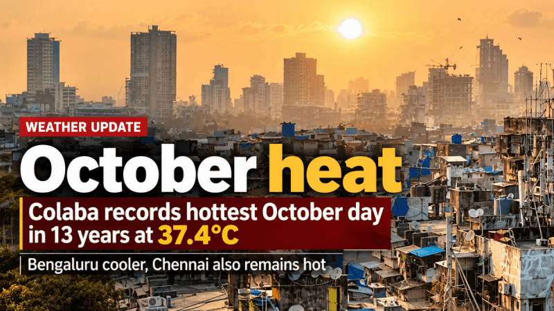 October heat: Colaba records hottest October day in 13 years at 37.4°C; Bengaluru cooler, Chennai also remains hot October heat: Colaba records hottest October day in 13 years at 37.4°C; Bengaluru cooler, Chennai also remains hot