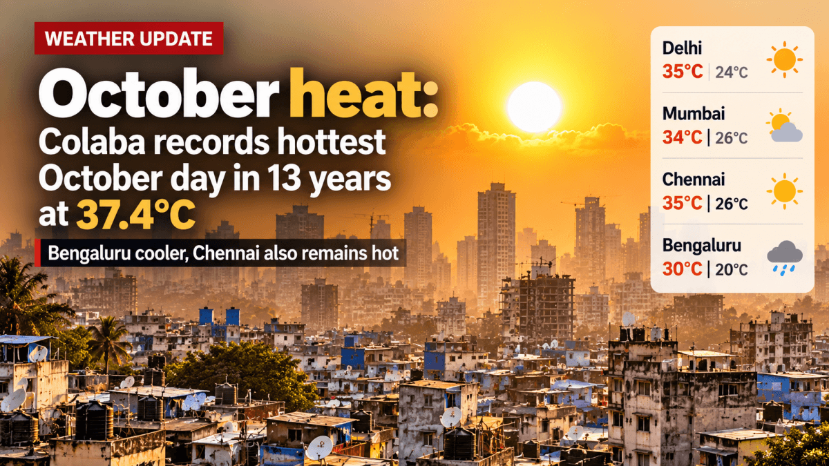October heat: Colaba records hottest October day in 13 years at 37.4°C; Bengaluru cooler, Chennai also remains hot