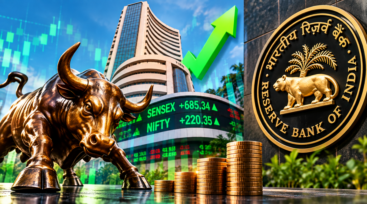 Sensex surges 685 points, Nifty reclaims 22,750 ahead of RBI policy outcome