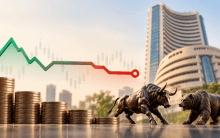 Indian equity markets open flat; financial shares drag