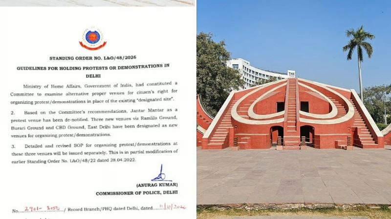 Jantar Mantar de-notified as designated protest site; Delhi names three alternative venues Jantar Mantar de-notified as designated protest site; Delhi names three alternative venues