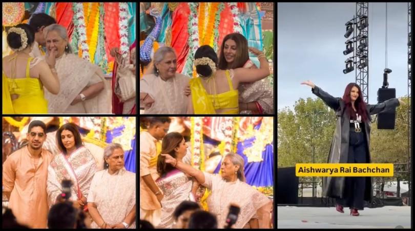 Jaya Bachchan fixes daughter Shweta's hair, hugs Kajol, Tanishaa; fans ask why Aishwarya is never seen at pandal