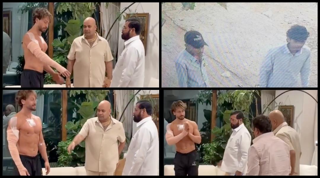 Shirtless Tiger Shroff shows chest dressing and bandaged right arm to Eknath Shinde after gunshots firing; first photos of attackers tracked