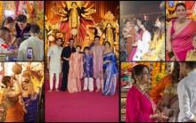 Soha Ali Khan performs Dhunuchi Naach, Karan Johar's son touches Manish Malhotra's feet; Alvira Khan, Seema and Neelam seek Maa Durga's blessings