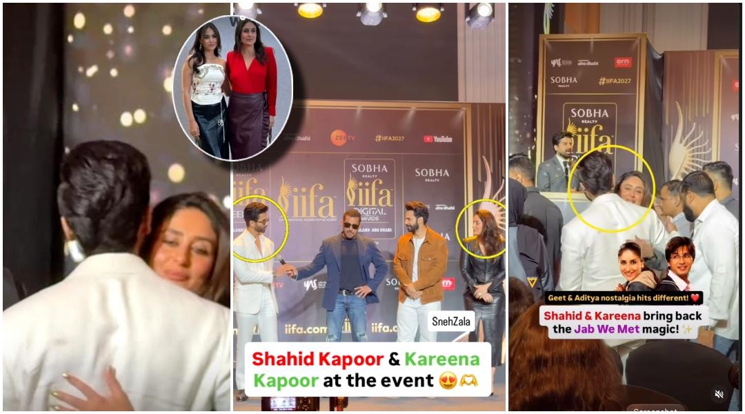 Exes Kareena Kapoor and Shahid Kapoor kiss and hug each other during IIFA press conference [watch]