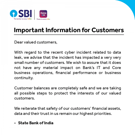 SBI informs affected customers via email, WhatsApp after data leak; says funds are safe SBI informs affected customers via email, WhatsApp after data leak; says funds are safe