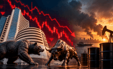 Sensex falls 134 points, Nifty slips below 22,600 amid crude oil prices and West Asia tensions
