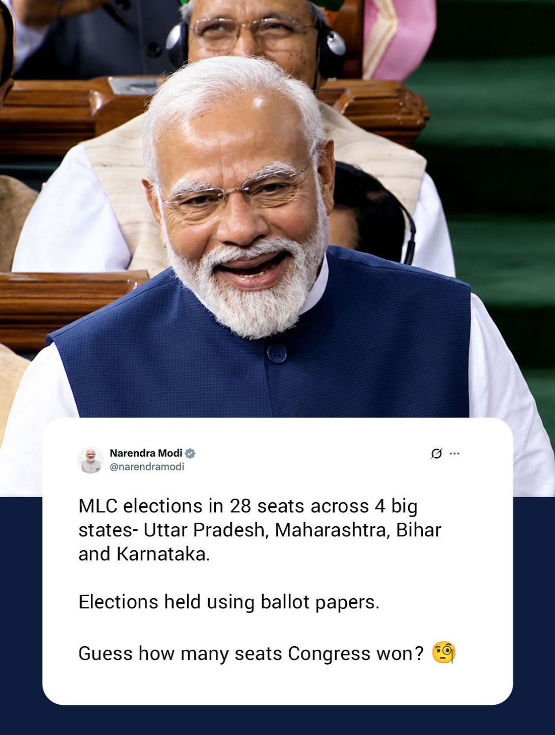 'Guess how many seats Congress won?': PM Modi's swipe at party's performance in MLC polls