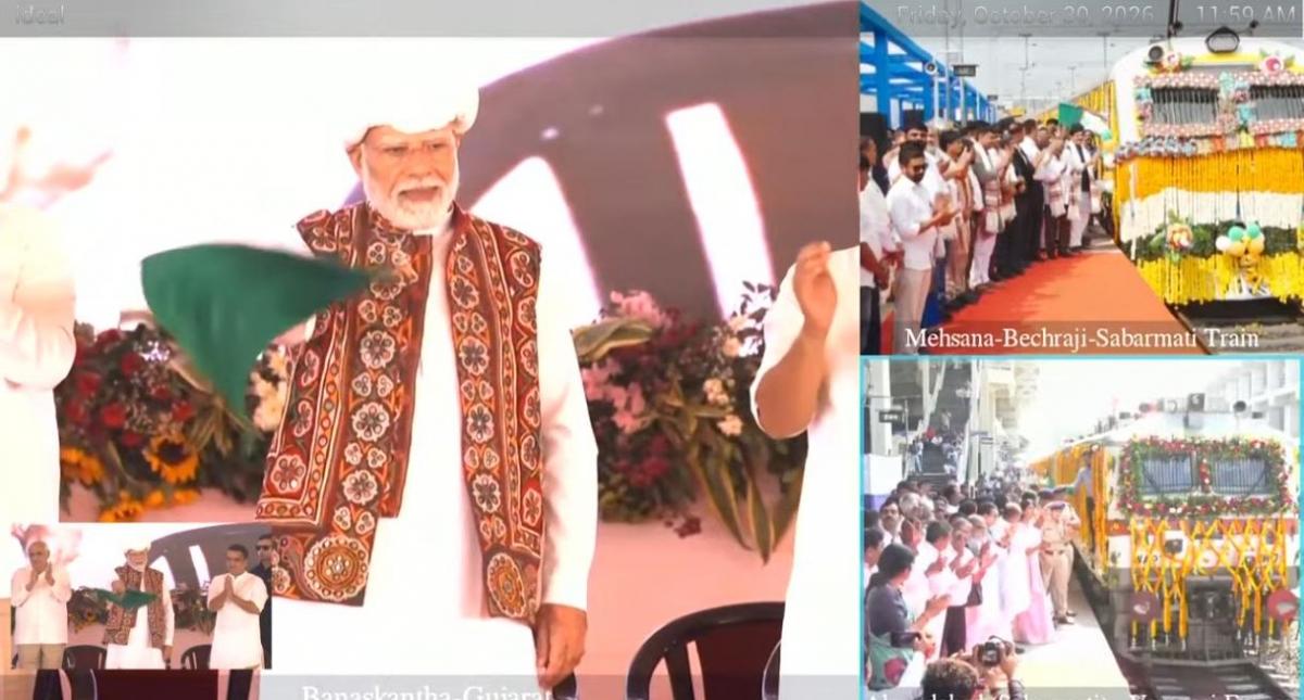 PM Modi launches projects worth over Rs 14,000 crore in Gujarat, flags off two new trains