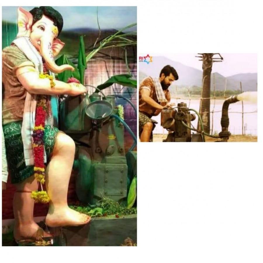 Rangasthalam: Lord Ganesha idols inspired for looks of Ram Charan and Samantha. Ram Charan and Samantha,Ram Charan,Samantha,Rangasthalam,Rangasthalam Ganesha idols,Ganesha idols,Ram Charan Ganesha idols,Samantha Ganesha idols