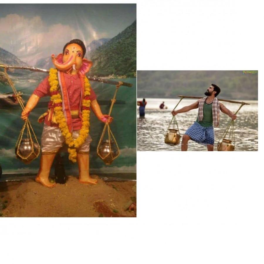Rangasthalam: Lord Ganesha idols inspired for looks of Ram Charan and Samantha. Ram Charan and Samantha,Ram Charan,Samantha,Rangasthalam,Rangasthalam Ganesha idols,Ganesha idols,Ram Charan Ganesha idols,Samantha Ganesha idols