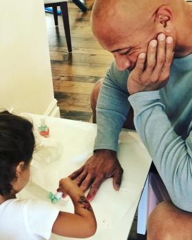 Dwayne Johnson's daughter paints his nails red