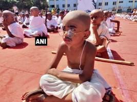 Mahatma Gandhi,Mahatma Gandhi birthday,Gandhi Jayanti,Gandhi Jayanti 2018,Gandhi Jayanti celebration,Gandhi Jayanti celebration pics,Gandhi Jayanti celebration images,Kids as Mahatma Gandhi