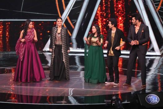 Kajol and Ajay Devgn promote Helicopter Eela on Indian Idol sets