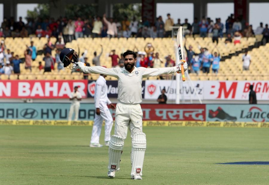 Ravindra Jadeja scores maiden Test hundred in Rajkot Ravindra Jadeja,Ravindra Jadeja maiden Test hundred,Ravindra Jadeja Test hundred,India vs West Indies,India vs West Indies pics,India vs West Indies images,India vs West Indies stills