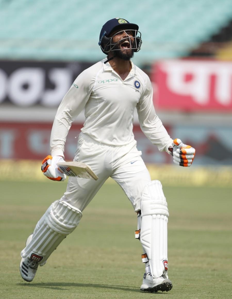 Ravindra Jadeja scores maiden Test hundred in Rajkot Ravindra Jadeja,Ravindra Jadeja maiden Test hundred,Ravindra Jadeja Test hundred,India vs West Indies,India vs West Indies pics,India vs West Indies images,India vs West Indies stills