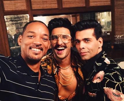 Will Smith with Ranveer Singh and Karan Johar